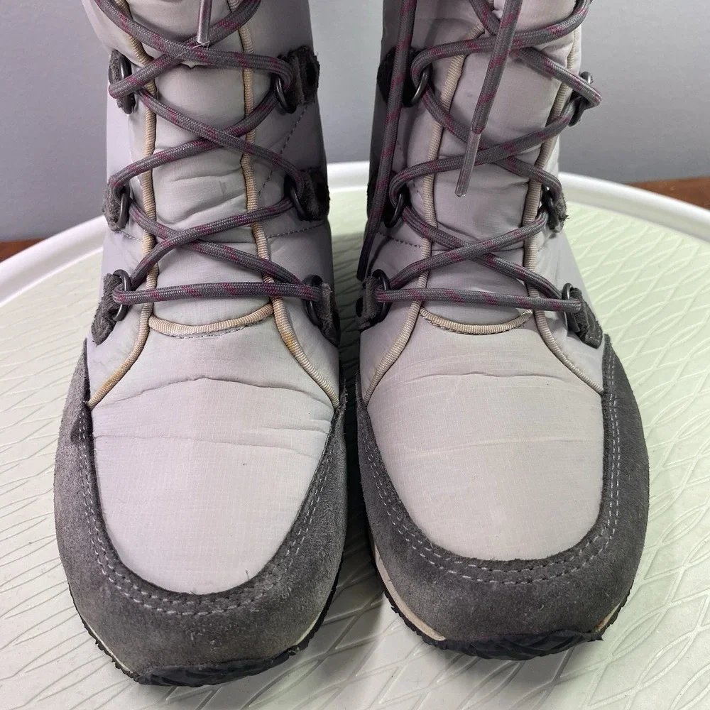 L L Bean Carrabassett Snow Boots Tall Women Sz‎ 6M Gray Fur Top